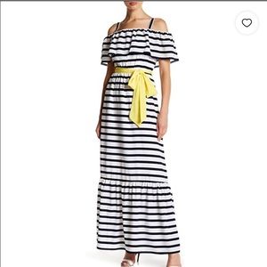 Eliza J navy striped maxi dress size 8